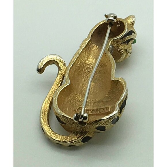 D’orlan ( Boucher ) Cheetah Panther Jaguar Big Cat Brooch Pin Gold Black - Picture 4 of 4